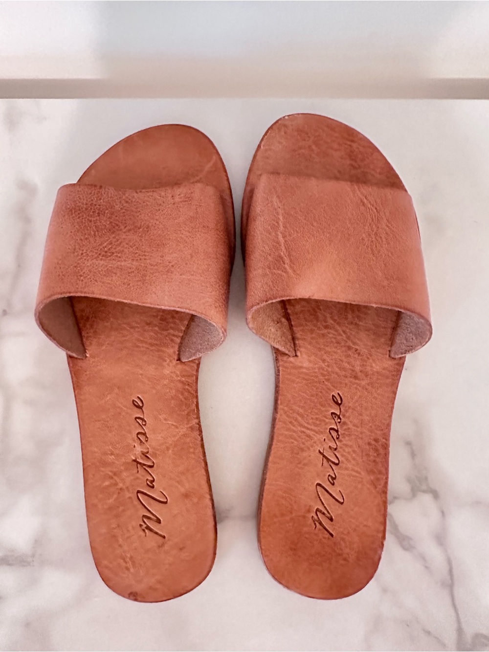 Matisse Tan Leather Slide Sandals